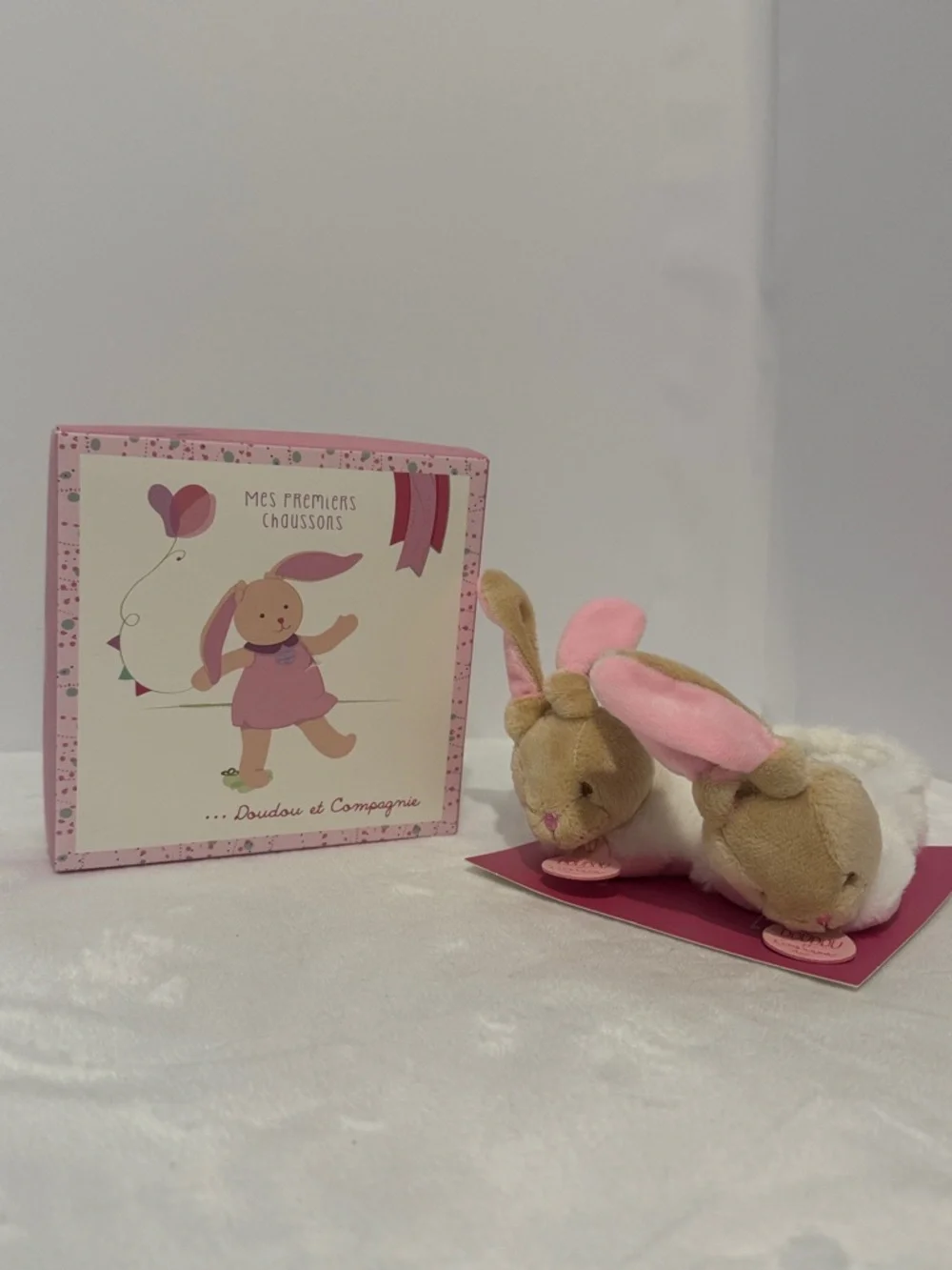 Doudou et Campagnie Bunny Baby Rattle Booties Slippers Rattle